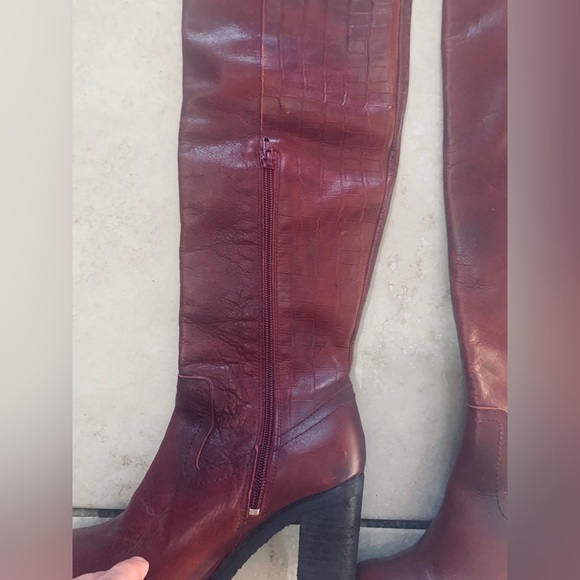 ❤️Free People-Dark Red Leather Above Knee Boots-NWOT❤️ - Picture 4 of 4